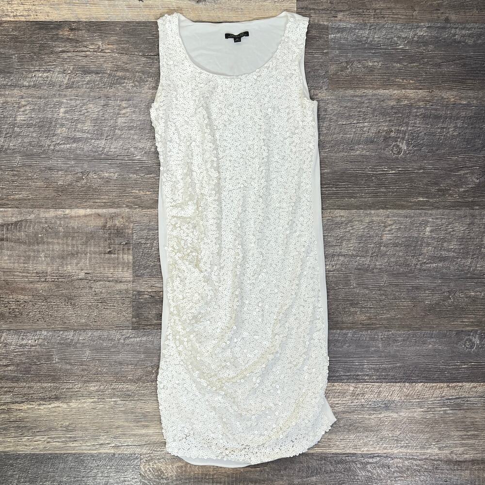 Rachel Zoe white sleeveless sequin maternity cocktail dress size XS B170